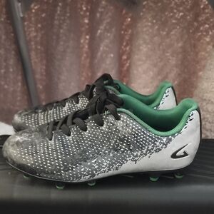 Kids Black and Green Football Cleats